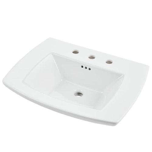 Edgemere 25" Fireclay Pedestal Bathroom Sink with 3 Faucet Holes at 8" Centers and Overflow - Less Pedestal - hondfep37kdu7fikgwfh_x500.jpg