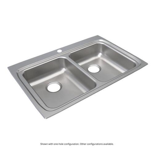 Lustertone™ Classic Double Bowl Kitchen Sink, Top Mount, ADA, 33 x 22 in, 5-1/8 in Bowl Depth, 4-Hole, 18 ga Lustrous Satin Steel, Stainless - hq3cuoknz2kncs6rjfio_x500.jpg