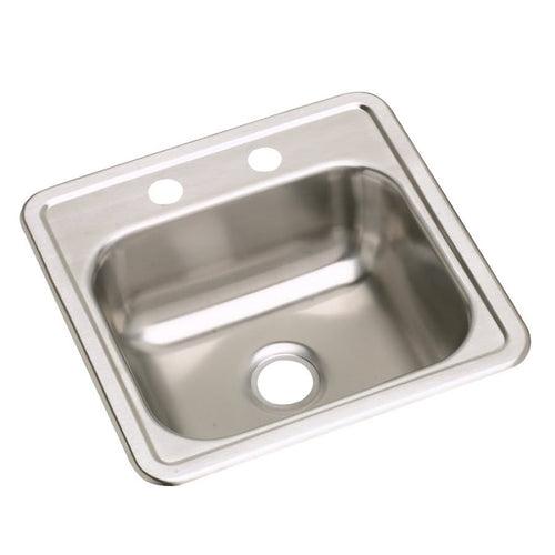 Dayton® Single Bowl Bar Sink, Top Mount, ADA, 15 x 15 in, 5 in Bowl Depth, 2-Hole, 22 ga Satin Steel, Stainless - ht1okkxmr4z78mskk2qw_x500.jpg