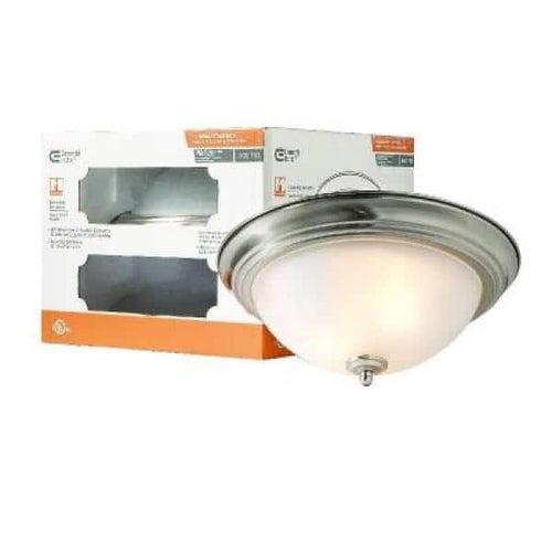 13 in. 2-Light Brushed Nickel Flush Mount with Frosted Glass Shade (2-Pack) - idz6xhztf1gz9wc4uoo0_x500.jpg