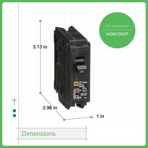 Homeline 20 Amp Single-Pole Circuit Breaker(HOM120CP) - in68orhe0pxkcmlm95mt_x500.jpg