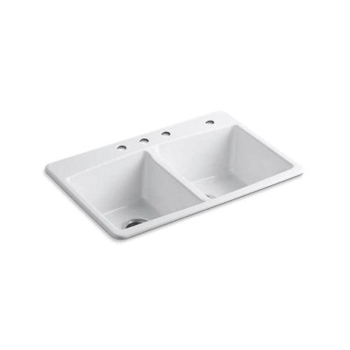 Brookfield™ Double Bowl Kitchen Sink, Top Mount, 33 x 22 in, 9 in Bowl Depth, 4-Hole, Cast Iron, White - iwcxhmpa4eniyg5dpo1w_x500.jpg