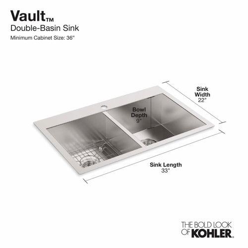 Vault 33" Double Basin Top-Mount/Under-Mount 18-Gauge Stainless Steel Kitchen Sink with SilentShield and Bottom Sink Rack - jcakvbmhs407t4gpo1ec_x500.jpg