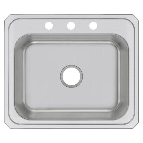 Celebrity Single Bowl Kitchen Sink, Top Mount, 25 x 21-1/4 in, 6-3/4 in Bowl Depth, 3-Hole, 20 ga Brushed Satin Steel, Stainless - k1m2zyrt341lz35ykhst_x500.jpg