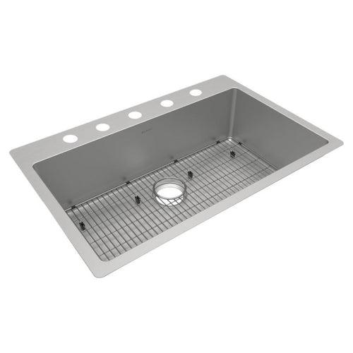 Crosstown® Single Bowl Kitchen Sink, Top/Under Mount, 33 x 22 in, 9 in Bowl Depth, 5-Hole, 18 ga Polished Satin Steel, Stainless - k5bqmmbnyycithdquyfg_x500.jpg