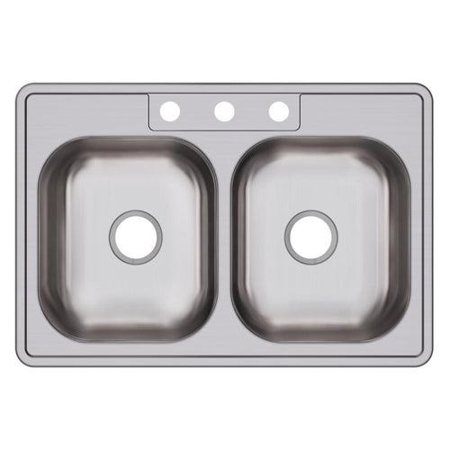 Dayton® Double Bowl Kitchen Sink, Top Mount, ADA, 33 x 22 in, 6-3/8 in Bowl Depth, 3-Hole, 22 ga Satin Steel, Stainless - kacjbeagffp4ckqwb3l4_x500.jpg