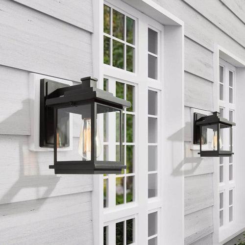 LNC Square 1-Light Black Outdoor Wall Lantern Sconce with Clear Glass Shade, Modern Exterior Wall Light for Patio Garden - krnstchvk1mbwqhlxw4j_x500.jpg