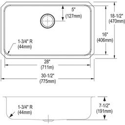 Lustertone™ Classic Single Bowl Kitchen Sink, Under Mount, 30-1/2 x 18-1/2 in, 7-1/2 in Bowl Depth, 18 ga Lustrous Satin Steel, Stainless - ksmhgvxbpqhwb0wsvfgu_x500.jpg