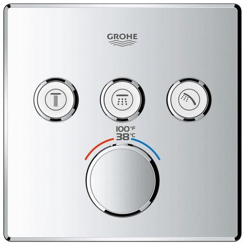 Grohtherm Three Function Thermostatic Valve Trim Only with Four Knob / Push Button Handles, Integrated Diverter, and Volume Control - Less Rough In - lcyxty76i3nm4bcplxh3_x500.jpg