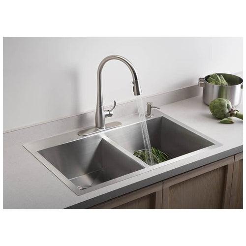 Vault 33" Double Basin Top-Mount/Under-Mount 18-Gauge Stainless Steel Kitchen Sink with SilentShield and Bottom Sink Rack - ld3lk99ehrosaul3ihtu_x500.jpg