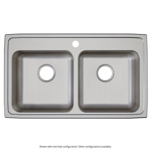 Lustertone™ Classic Double Bowl Kitchen Sink, Top Mount, ADA, 33 x 19-1/2 in, 6-3/8 in Bowl Depth, 3-Hole, 18 ga Lustrous Satin Steel, Stainless - lgvbpterqhu9a6a2cswr_x500.jpg