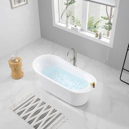 Coniston 60 in. Acrylic Freestanding Flatbottom Bathtub in White with Overflow and Drain in Brushed Nickel Included - ljmglm7mtpfp01eydted_x500.jpg