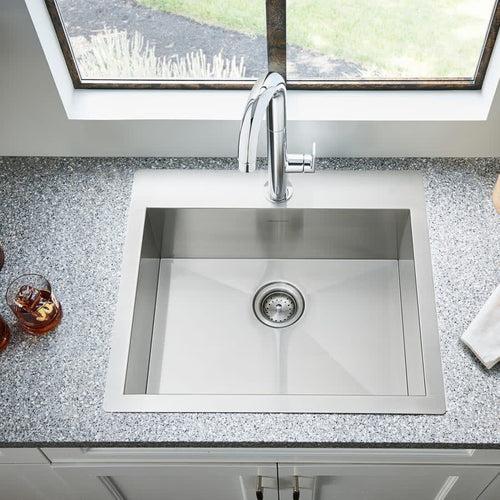 Edgewater 25" Single Basin Stainless Steel Kitchen Sink for Drop In or Undermount Installations with Single Faucet Hole - Drain Included - lpgyqi4jxfqs0u6ldjs5_x500.jpg