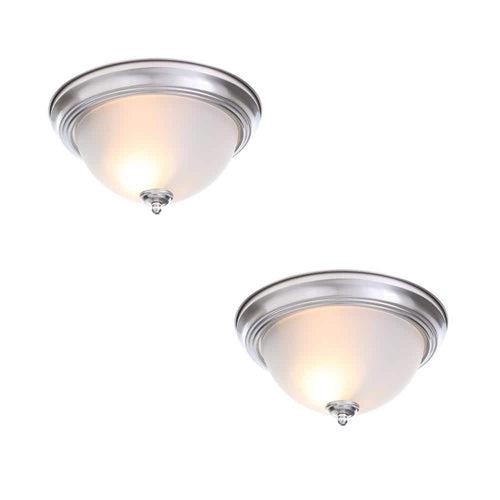 13 in. 2-Light Brushed Nickel Flush Mount with Frosted Glass Shade (2-Pack) - lqubtuphtxaw74h5ihm4_x500.jpg