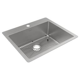 Crosstown® Single Bowl Kitchen Sink, Top/Under Mount, 25 x 22 in, 9 in Bowl Depth, 1-Hole, 18 ga Polished Satin Steel, Stainless - mwpf28ljh3vg6tfn3ovi_x500.jpg