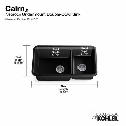 Cairn Slim Divide 33-1/2" Undermount Double Bowl Neoroc Granite Composite Kitchen Sink with Large Bowl Sink Rack - nf28ur91zdpawcaizzzu_x500.jpg