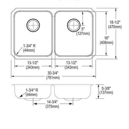 Lustertone™ Classic Double Bowl Kitchen Sink, Under Mount, ADA, 30-3/4 x 18-1/2 in, 5-3/8 in Bowl Depth, 18 ga Lustrous Satin Steel, Stainless - nhqpuf9w61s6shhaluql_x500.jpg