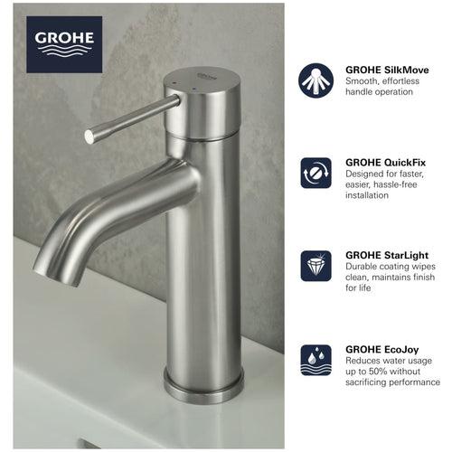 Essence 1.2 GPM Single Hole Bathroom Faucet with Silk move, QuickFix, and EcoJoy Technology - nrih9etv2jim76oj6pba_x500.jpg