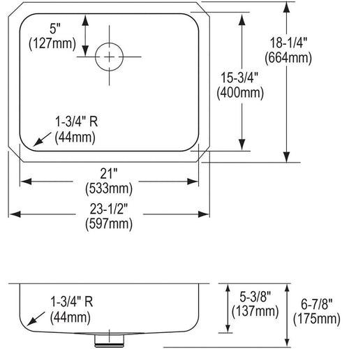 Lustertone™ Classic Single Bowl Kitchen Sink, Under Mount, ADA, 23-1/2 x 18-1/4 in, 5-3/8 in Bowl Depth, 18 ga Lustrous Satin Steel, Stainless - nwqih2dwj2inojg1cmxr_x500.jpg