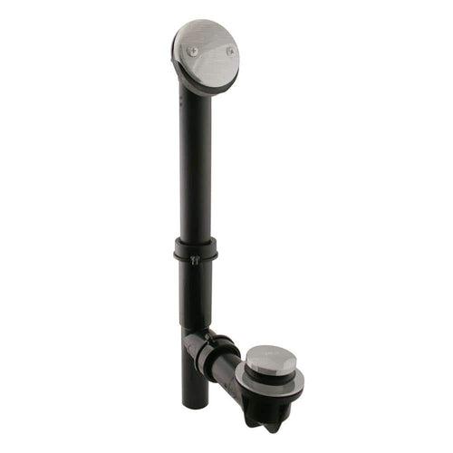 14 in. Black Poly Bath Waste & Overflow with Tip-Toe Drain Plug and 2-Hole Faceplate, Satin Nickel - nxhoxt28kdkdk5r3estl_x500.jpg