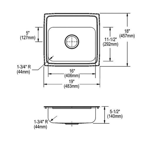 Lustertone™ Classic Single Bowl Kitchen Sink, Top Mount, ADA, 19 x 18 in, 5-3/8 in Bowl Depth, 3-Hole, 18 ga Lustrous Satin Steel, Stainless - nyuqorpvtclgmjfwa45t_x500.jpg