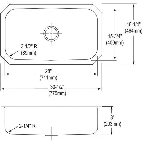 Dayton® Single Bowl Kitchen Sink, Under Mount, 30-1/2 x 18-1/4 in, 8 in Bowl Depth, 18 ga Radiant Satin Steel, Stainless - ofaciz3gqu7tlprm6zdt_x500.jpg