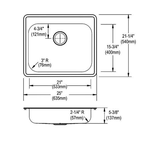 Dayton® Single Bowl Kitchen Sink, Top Mount, ADA, 25 x 21-1/4 in, 5-1/4 in Bowl Depth, 4-Hole, 22 ga Brushed Satin Steel, Stainless - olqsmcuszce7ymycob7n_x500.jpg