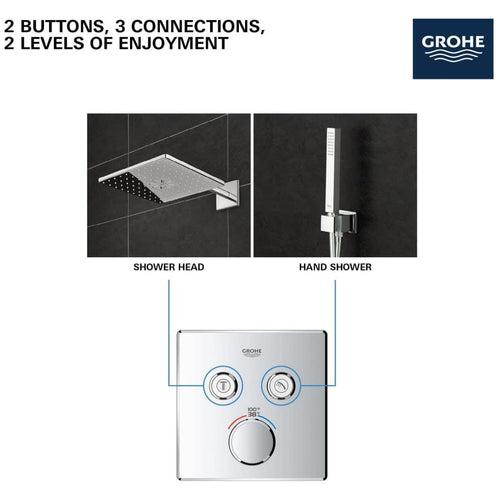 Grohtherm Two Function Thermostatic Valve Trim Only with Triple Knob / Push Button Handles, Integrated Diverter, and Volume Control - Less Rough In - ongznwnxqthgfynmleof_x500.jpg