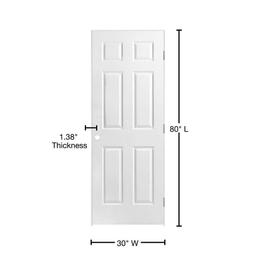 30 in. x 80 in. 6 Panel Left-Handed Hollow-Core Textured Primed White Composite Single Prehung Interior Door - petg4rem7hqbj0ty72lk_x500.jpg