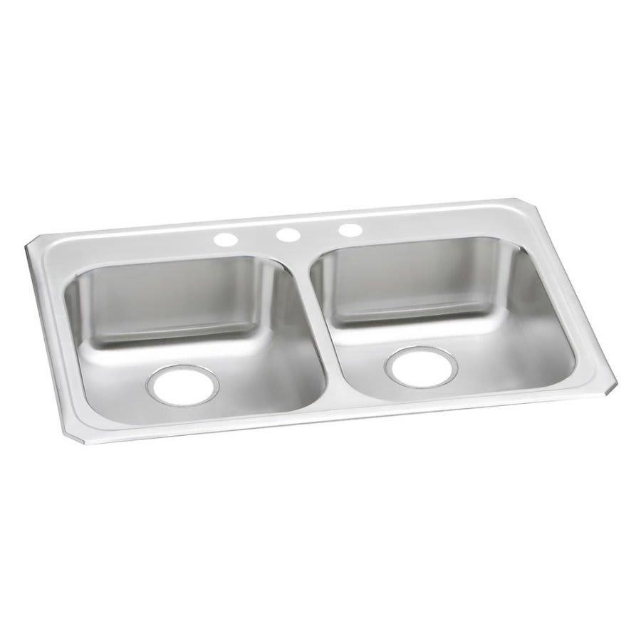 Celebrity Double Bowl Kitchen Sink, Top Mount, ADA, 33 x 21-1/4 in, 5-1/4 in Bowl Depth, 3-Hole, 20 ga Brushed Satin Steel, Stainless - pklmuaxb7sruxsnpko8y_800x500@2x.jpg