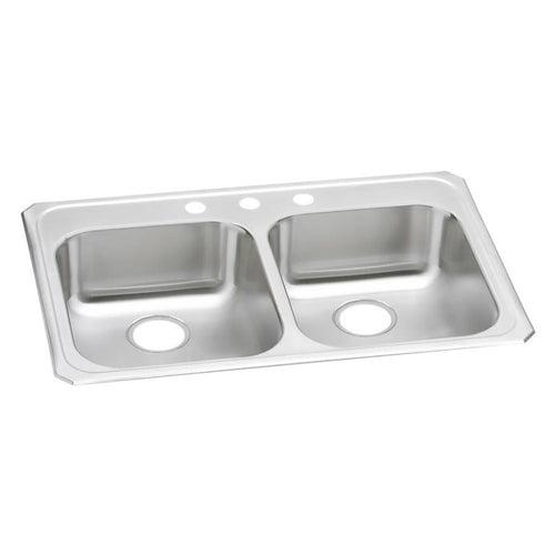 Celebrity Double Bowl Kitchen Sink, Top Mount, ADA, 33 x 21-1/4 in, 5-1/4 in Bowl Depth, 3-Hole, 20 ga Brushed Satin Steel, Stainless - pklmuaxb7sruxsnpko8y_x500.jpg