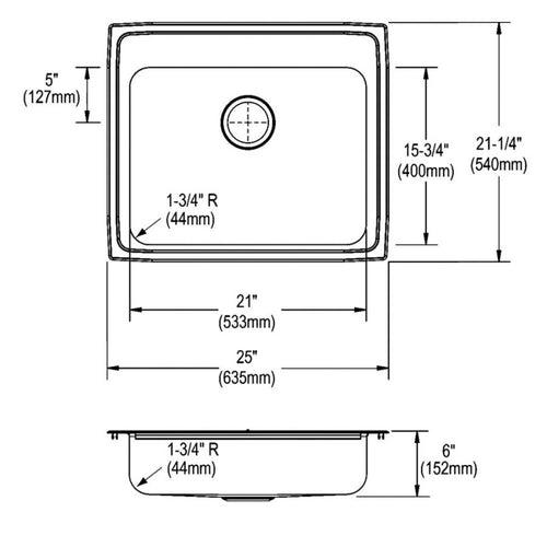 Lustertone™ Classic Single Bowl Kitchen Sink, Top Mount, ADA, 25 x 21-1/4 in, 5-7/8 in Bowl Depth, 3-Hole, 18 ga Lustrous Satin Steel, Stainless - pqt0qfm2bszmcprmj1u5_x500.jpg