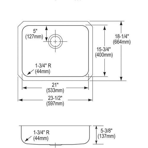 Lustertone™ Classic Single Bowl Kitchen Sink, Under Mount, ADA, 23-1/2 x 18-1/4 in, 5-3/8 in Bowl Depth, 18 ga Lustrous Satin Steel, Stainless - pwwt5tlkjoenm6emsnfk_x500.jpg