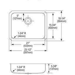 Lustertone™ Classic Single Bowl Kitchen Sink, Under Mount, ADA, 23-1/2 x 18-1/4 in, 5-3/8 in Bowl Depth, 18 ga Lustrous Satin Steel, Stainless - pwwt5tlkjoenm6emsnfk_x500.jpg