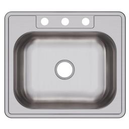 Dayton® Single Bowl Kitchen Sink, Top Mount, 25 x 22 in, 8 in Bowl Depth, 3-Hole, 20 ga Elite Satin Steel, Stainless - q0mo8fkkkbp9gsgdbgnn_x500.jpg