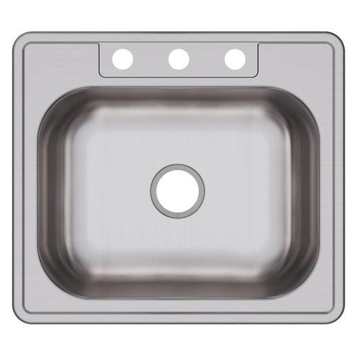 Dayton® Single Bowl Kitchen Sink, Top Mount, 25 x 22 in, 8 in Bowl Depth, 3-Hole, 20 ga Elite Satin Steel, Stainless - q0mo8fkkkbp9gsgdbgnn_x500.jpg