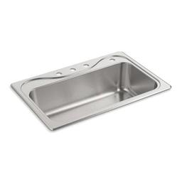 Southhaven® Single Bowl Kitchen Sink, Top Mount, 33 x 22 in, 9-1/4 in Bowl Depth, 4-Hole, 18 ga Luster Steel, Stainless - q9ae1jo4adn2uhjwtutn_x500.jpg