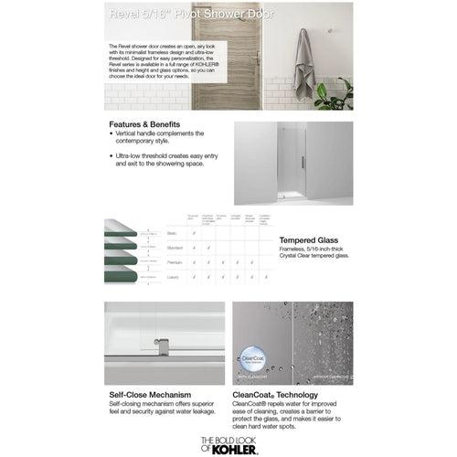 Revel 70" High x 43-1/8 - 48" Wide Pivot Frameless Shower Door with Thick Clear Glass - qli38wqjgu7s3ecz9tar_x500.jpg