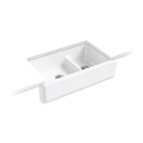 Whitehaven® Double Bowl Kitchen Sink, Apron Mount, 35-11/16 x 21-9/16 in, 9 in Bowl Depth, Cast Iron, White - r3xw5hdzuvzhwvtzrw89_x500.jpg