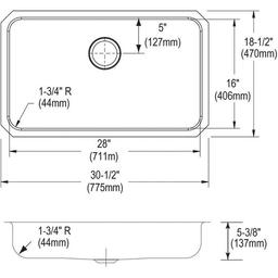 Lustertone™ Classic Single Bowl Kitchen Sink, Under Mount, ADA, 30-1/2 x 18-1/2 in, 5-3/8 in Bowl Depth, 18 ga Lustrous Satin Steel, Stainless - rodk9smudcsywsqk5ncz_x500.jpg