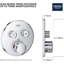 Grohtherm Dual Function Thermostatic Valve Trim Only with Triple Knob Handles and Volume Control - Less Rough In - slwiy8iabyy6tglyxako_x500.jpg