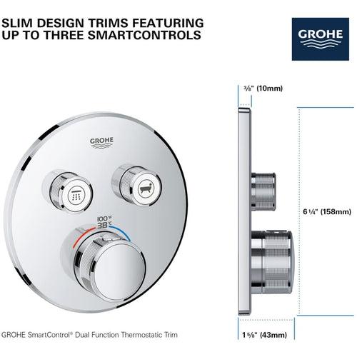 Grohtherm Dual Function Thermostatic Valve Trim Only with Triple Knob Handles and Volume Control - Less Rough In - slwiy8iabyy6tglyxako_x500.jpg