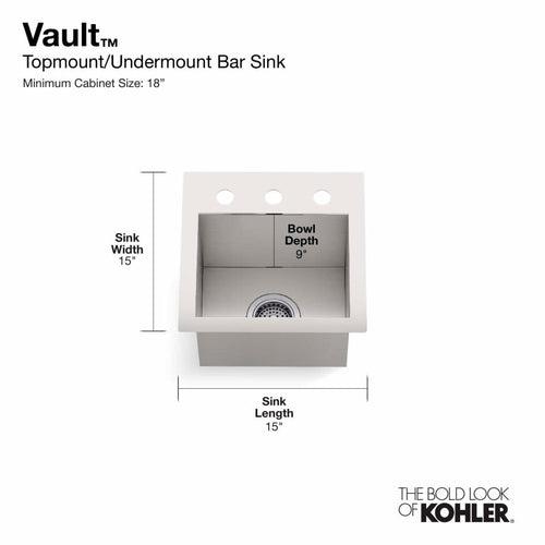 Vault 15" Drop In or Undermount Single Basin Stainless Steel Bar Sink with Sink Rack and Three Faucet Holes - suehekrvab9x9xt134rb_x500.jpg