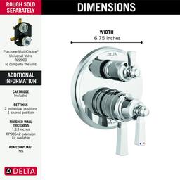 Dorval 17 Series Pressure Balanced Valve Trim with Integrated Volume Control and 3 Function Diverter for Two Shower Applications - Less Rough-In - swpwyz4adg8cbpnuekyi_x500.jpg