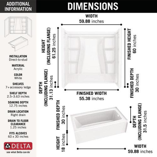 Classic 500 60 in. x 30 in. Alcove Right Drain Bathtub and Wall Surrounds in High Gloss White - syte5ay3aiirmn6r3adv_x500.jpg