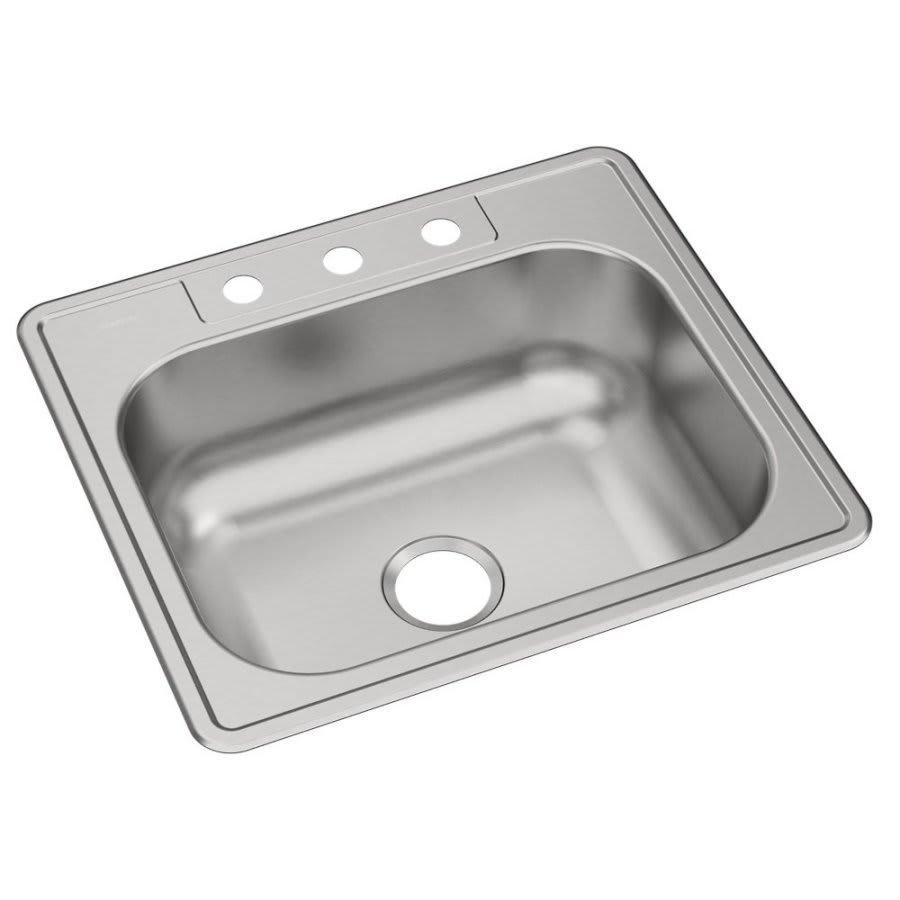 Dayton® Single Bowl Kitchen Sink, Top Mount, 25 x 22 in, 8 in Bowl Depth, 3-Hole, 20 ga Elite Satin Steel, Stainless - t43nsscz2kpxc7am8qmi_800x500@2x.jpg