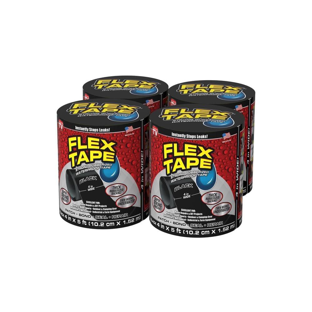 Flex Tape Black 4 in. x 5 ft. Strong Rubberized Waterproof Tape (4-Pack) - u4ehdgbbtrxdpelqrhid_800x500@2x.jpg