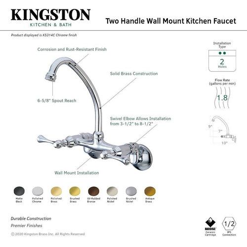 Kitchen Faucet, Wall Mount, ADA, 2 Lever Handle, 2-Hole, Polished Chrome - udktouasyzsycu3kmtxf_x500.jpg