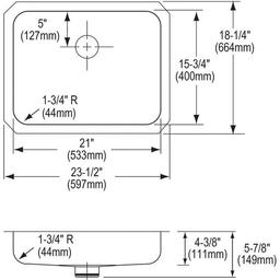 Lustertone™ Classic Single Bowl Kitchen Sink, Under Mount, ADA, 23-1/2 x 18-1/4 in, 4-3/8 in Bowl Depth, 18 ga Lustrous Satin Steel, Stainless - ulou23eu1rbohp04h9ca_x500.jpg