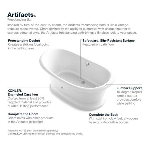 Artifacts 67" Free Standing Cast Iron Soaking Tub with Center Drain and Overflow - Claw Feet Sold Separately - uragpew5zeem7l0tsvul_x500.jpg